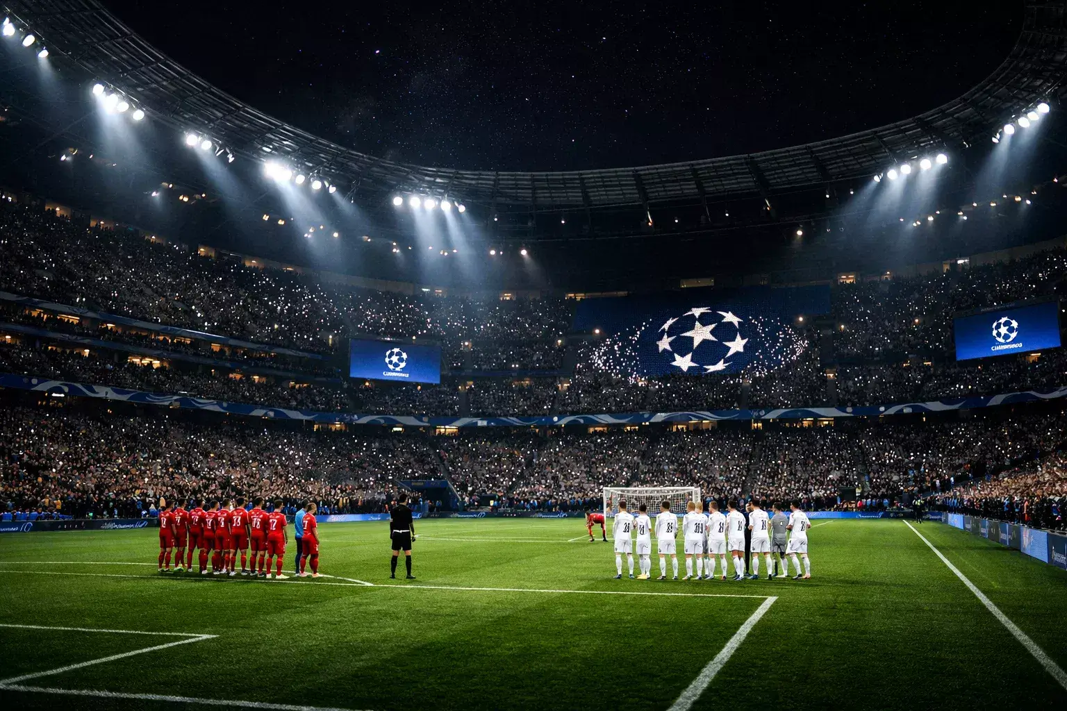 Champions League wedstrijd in groot Europees stadion