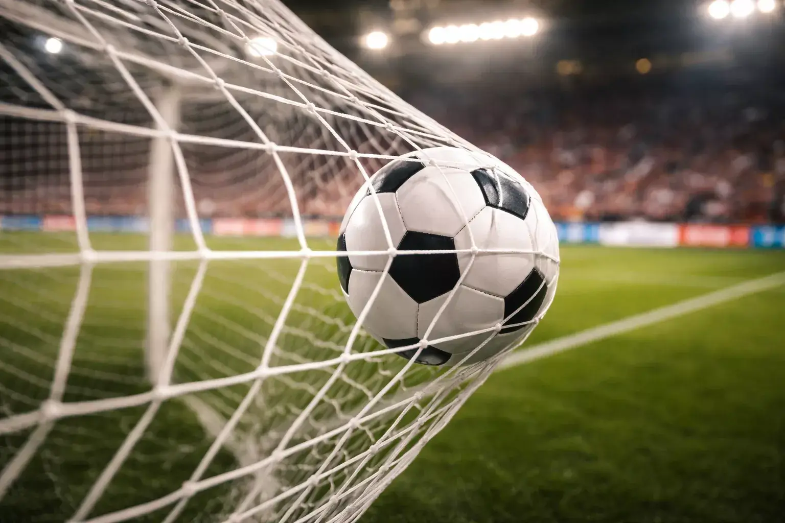 Speler scoort doelpunt in voetbalwedstrijd