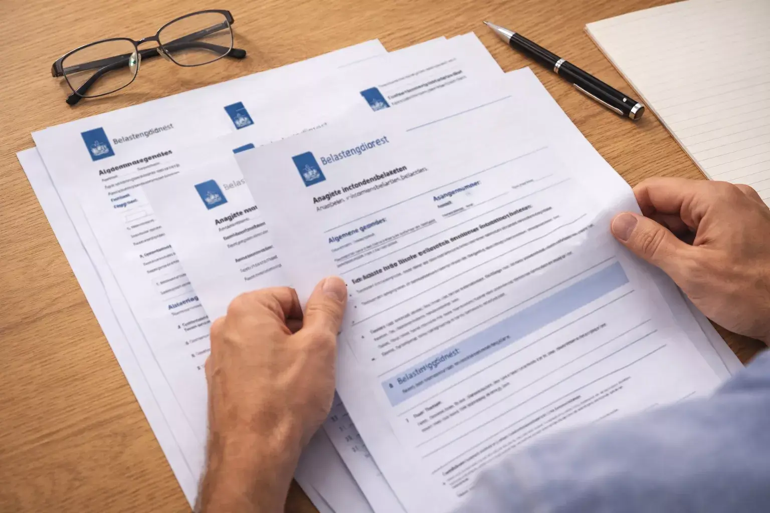 Nederlandse belastingformulieren op bureau