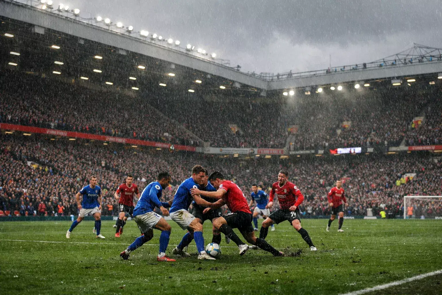 Engels voetbalstadion met volle tribunes