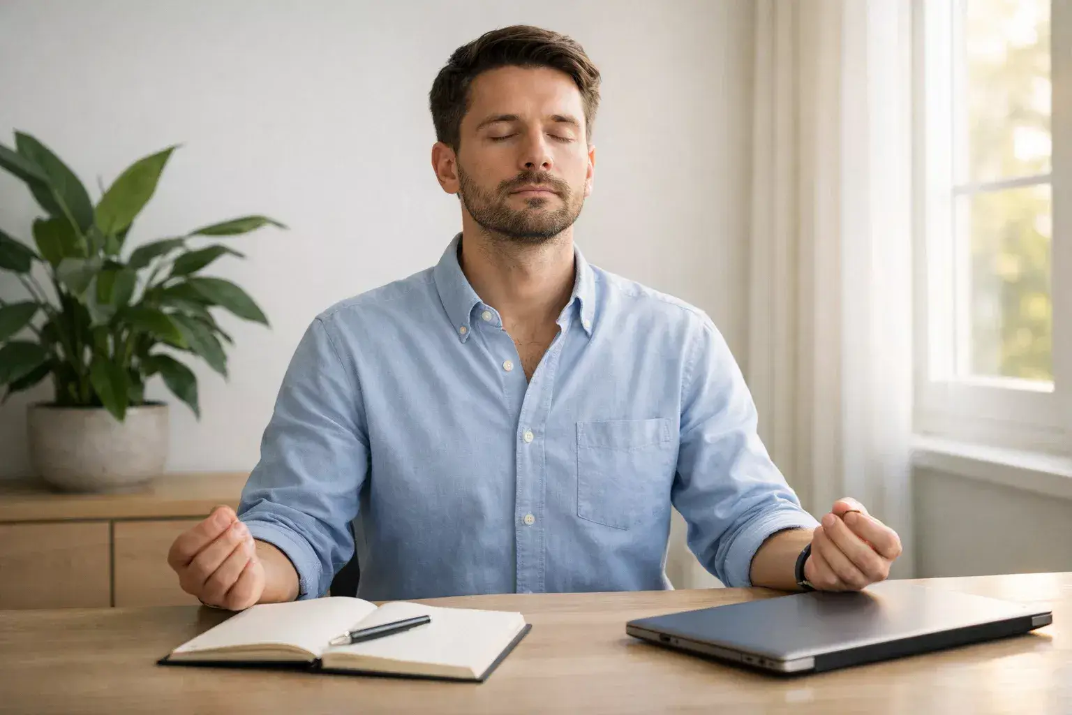 Persoon mediteert voor mentale focus