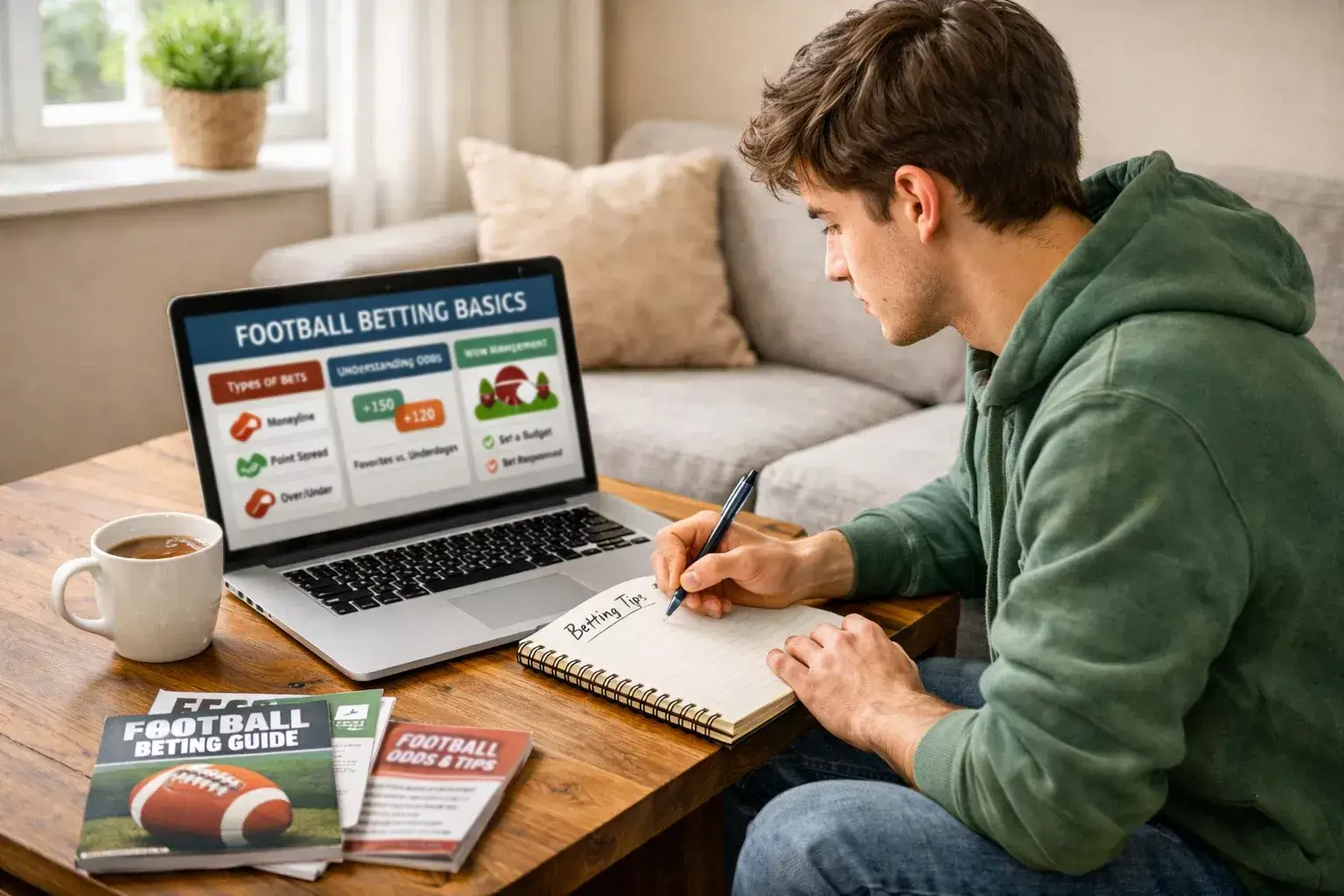 Beginnende wedder maakt notities over voetbal